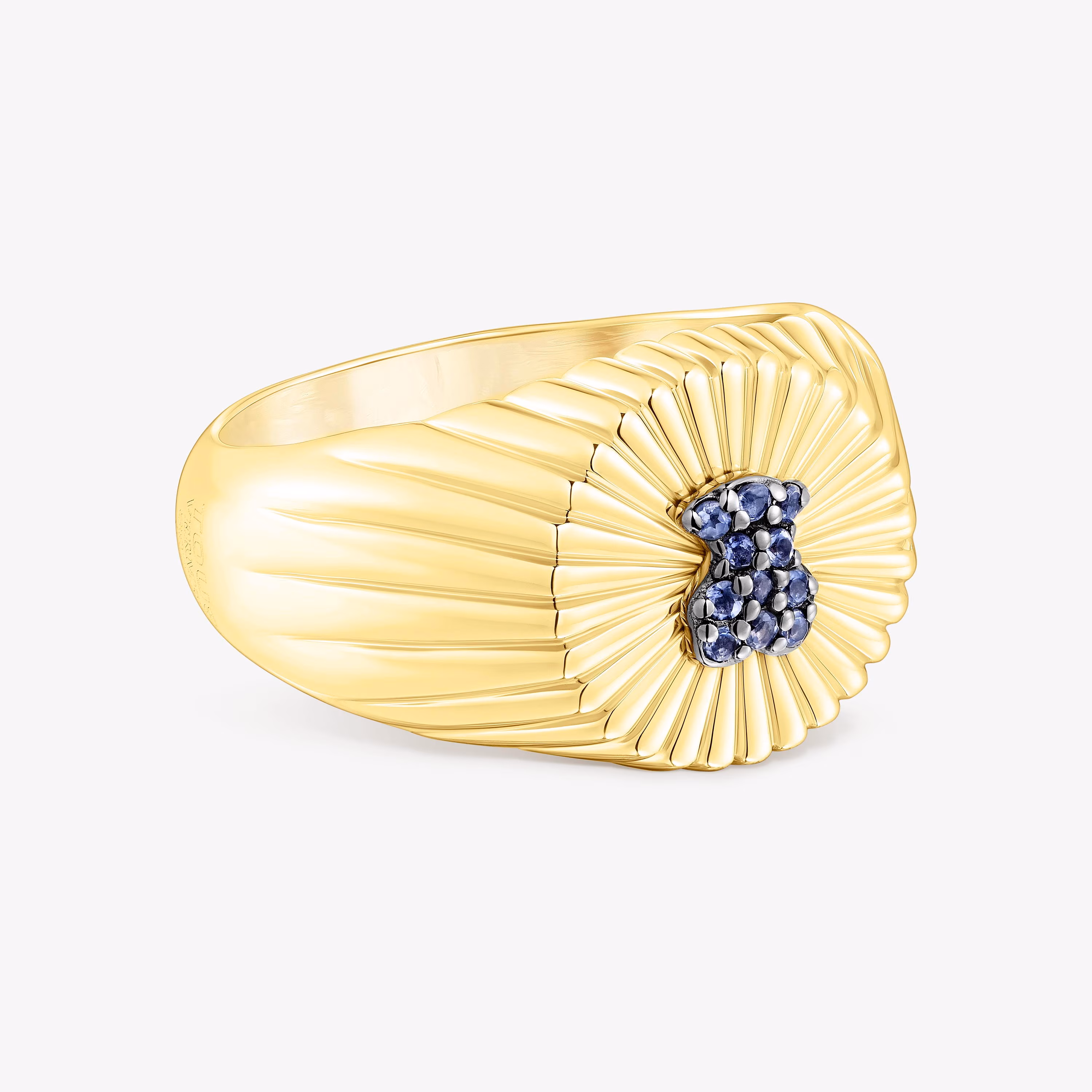 Sello de plata vermeil y oso con iolitas Iris Motif
