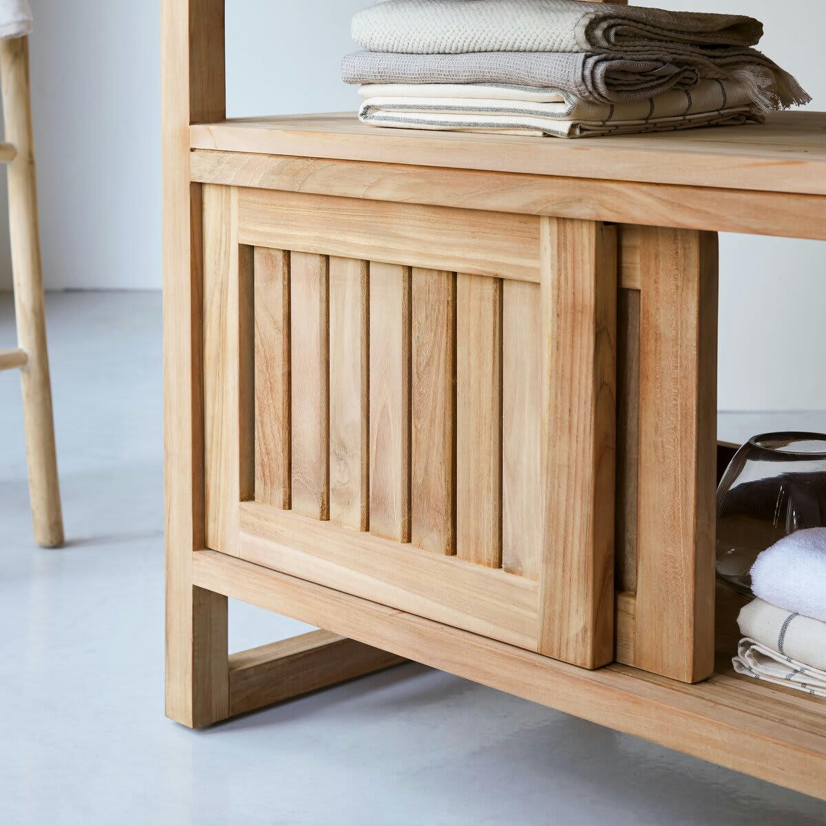 COLONIAL - Meuble sous vasque en teck massif 90 cm