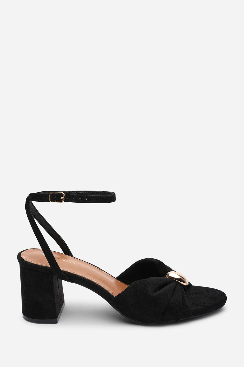 Where's That From Bluebird Block Heel Ruched Buckle Suede Sandal