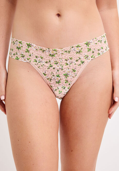 Womens 3pk Nude Floral Lace Thongs