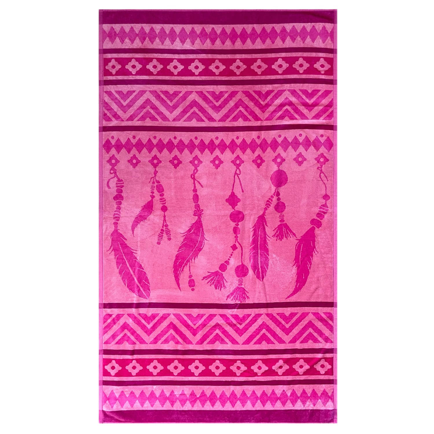 PLAGE - Serviette de plage éponge velours rose bamba 86 x 160