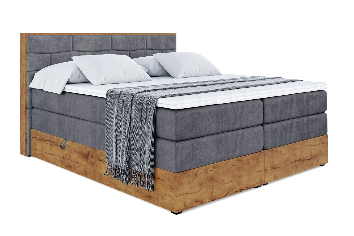 Łóżko kontynentalne z pojemnikiem i materacem H3|H4 LOLLI8 KING 120x200 cm