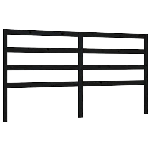 NNEVL Bed Headboard Black 186x4x100 cm Solid Wood Pine