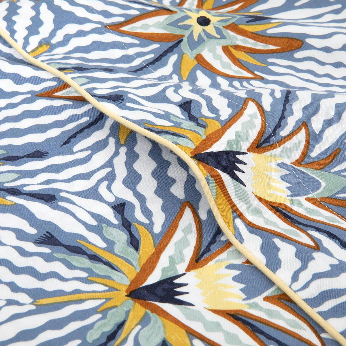 POSIDONIE - Drap plat en satin de coton lavé bleu 270 x 300 cm