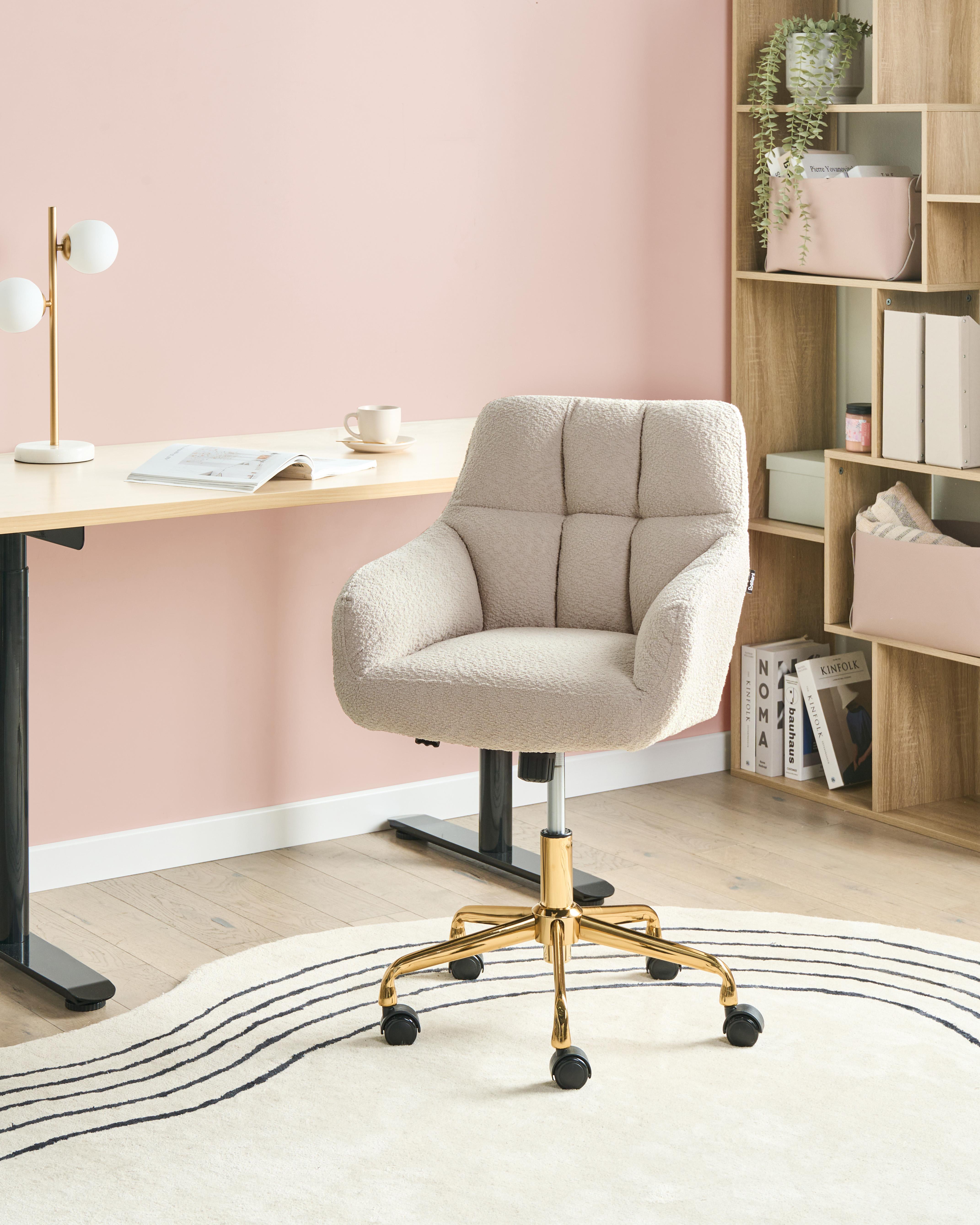 Desk Chair PALMDALE Boucle Light Beige