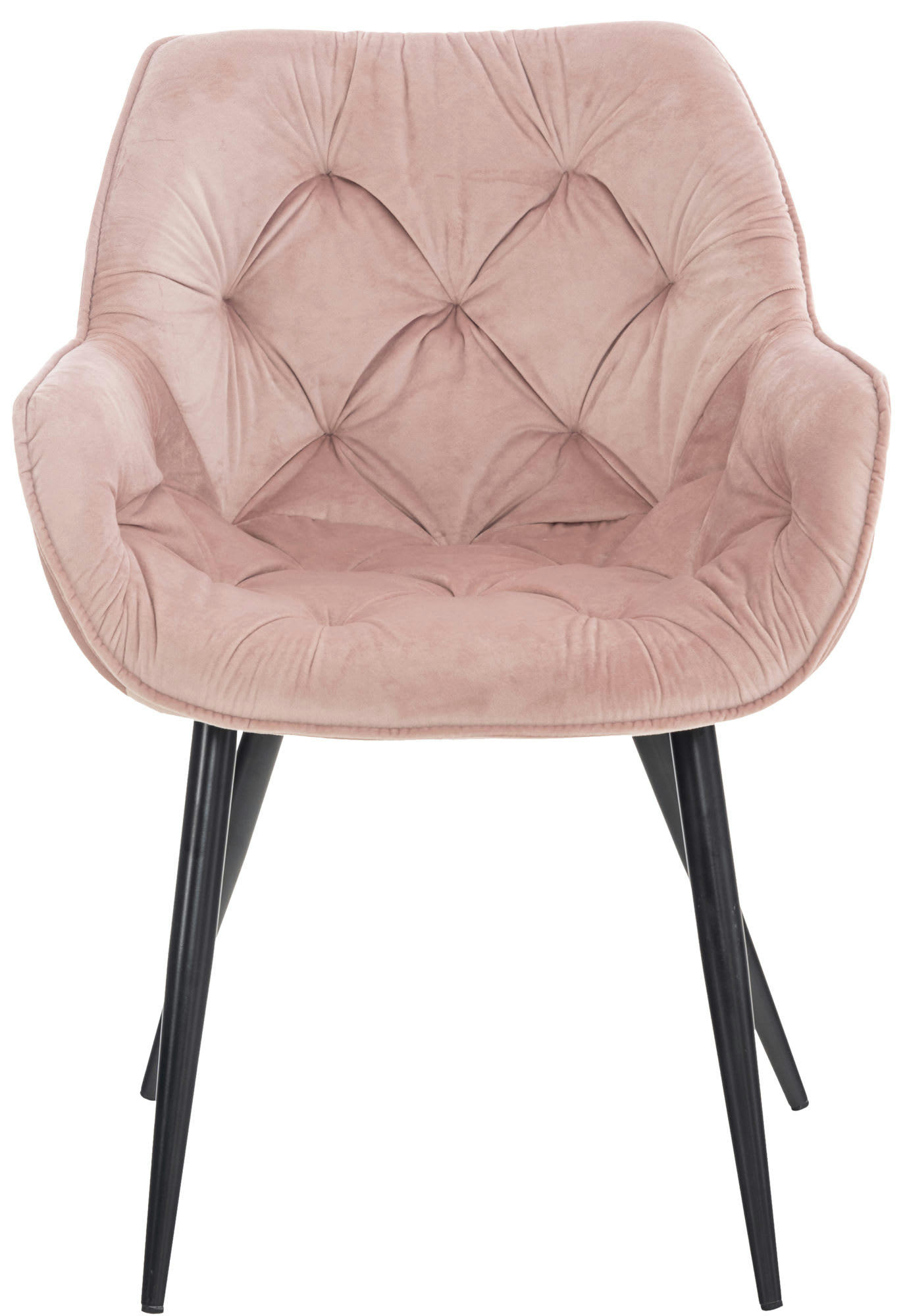 TANNA - Chaise de salle à manger avec accoudoirs en velours Rose