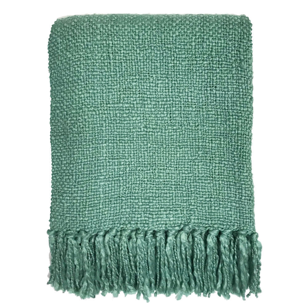 SOLID - Plaid antique uni vert brumeux 125x150