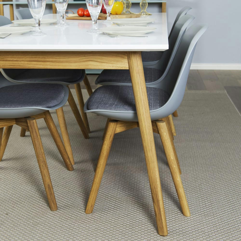 DOT - Table à manger extensible en bois 180-240x90cm blanc