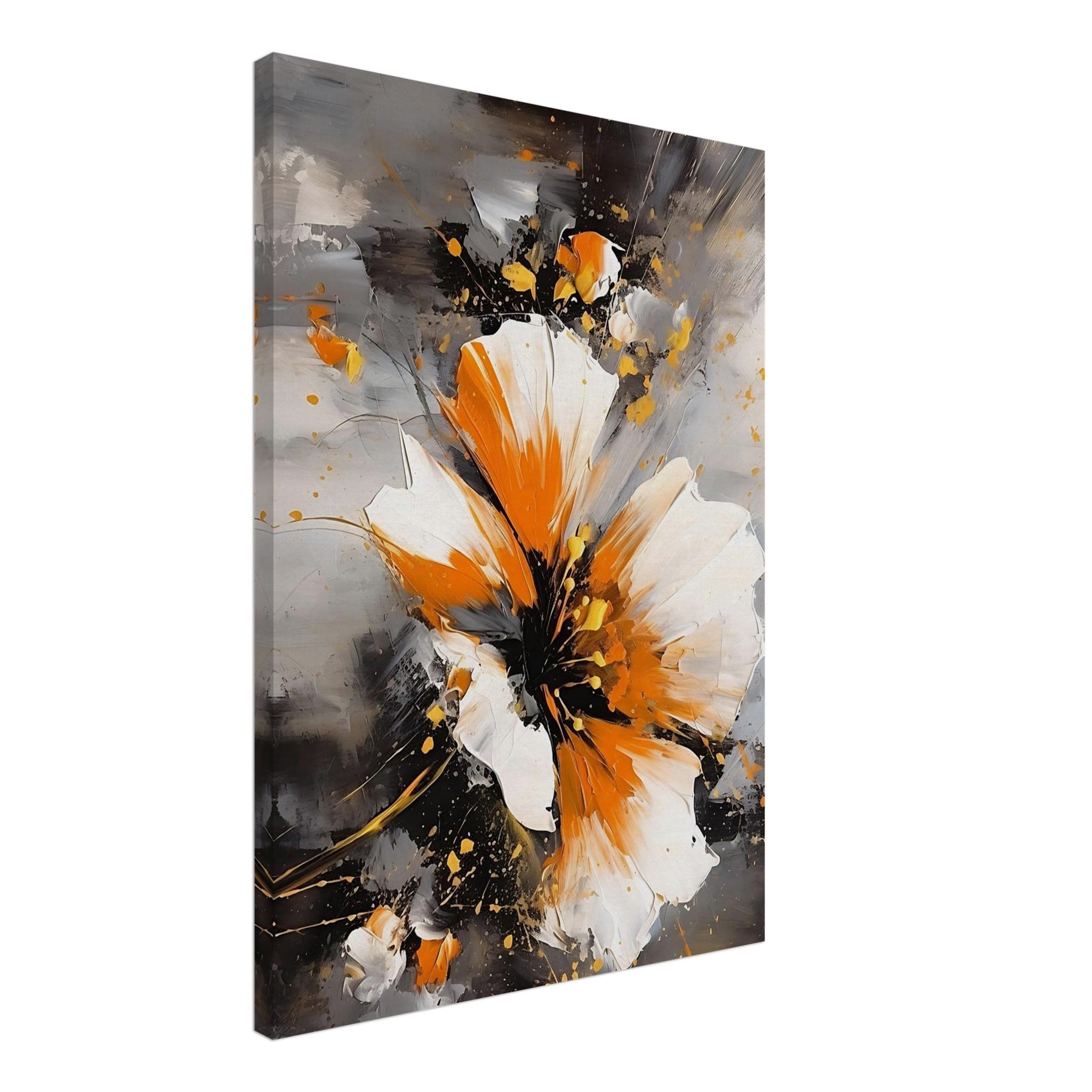 Artfulprints Canvas Abstract floral expression canvas - 50x70 cm - Oranje
