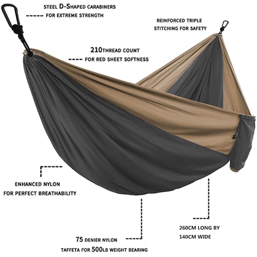 NNEOBA Double Parachute Hammock with Straps & Carabiners