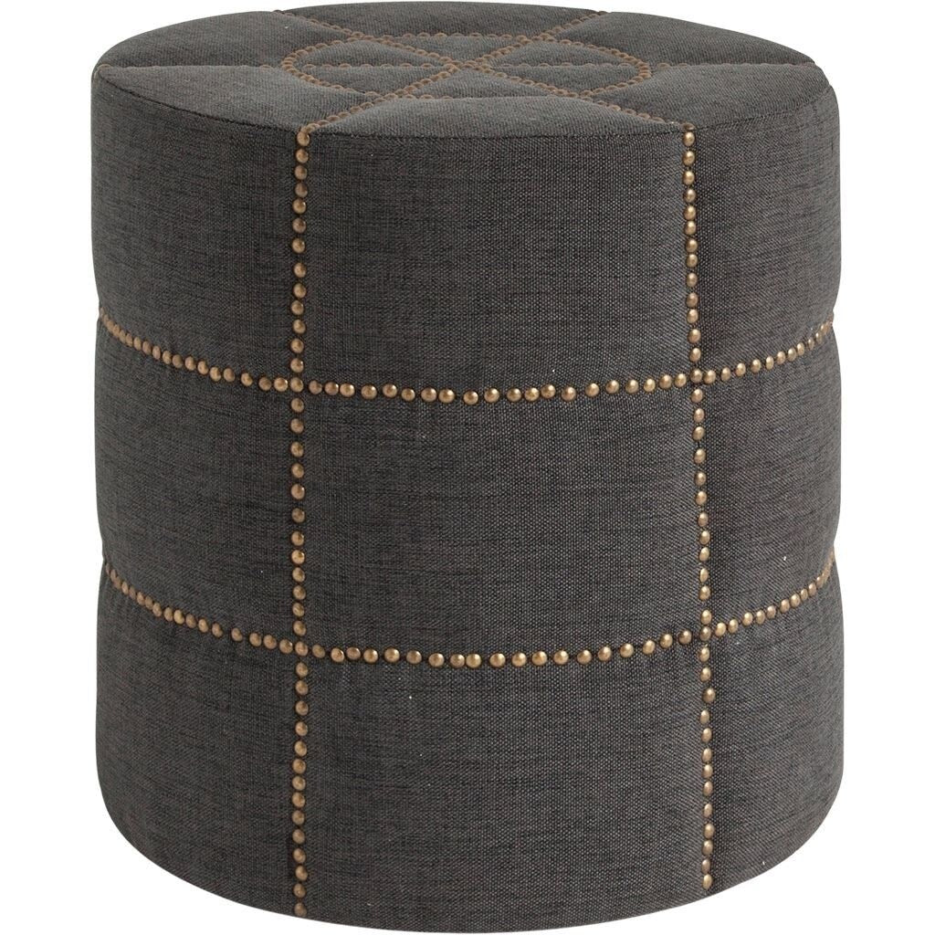 20 Inch Cream Fabric Tufted Round Footstool Upholstered Ottoman for Living Room