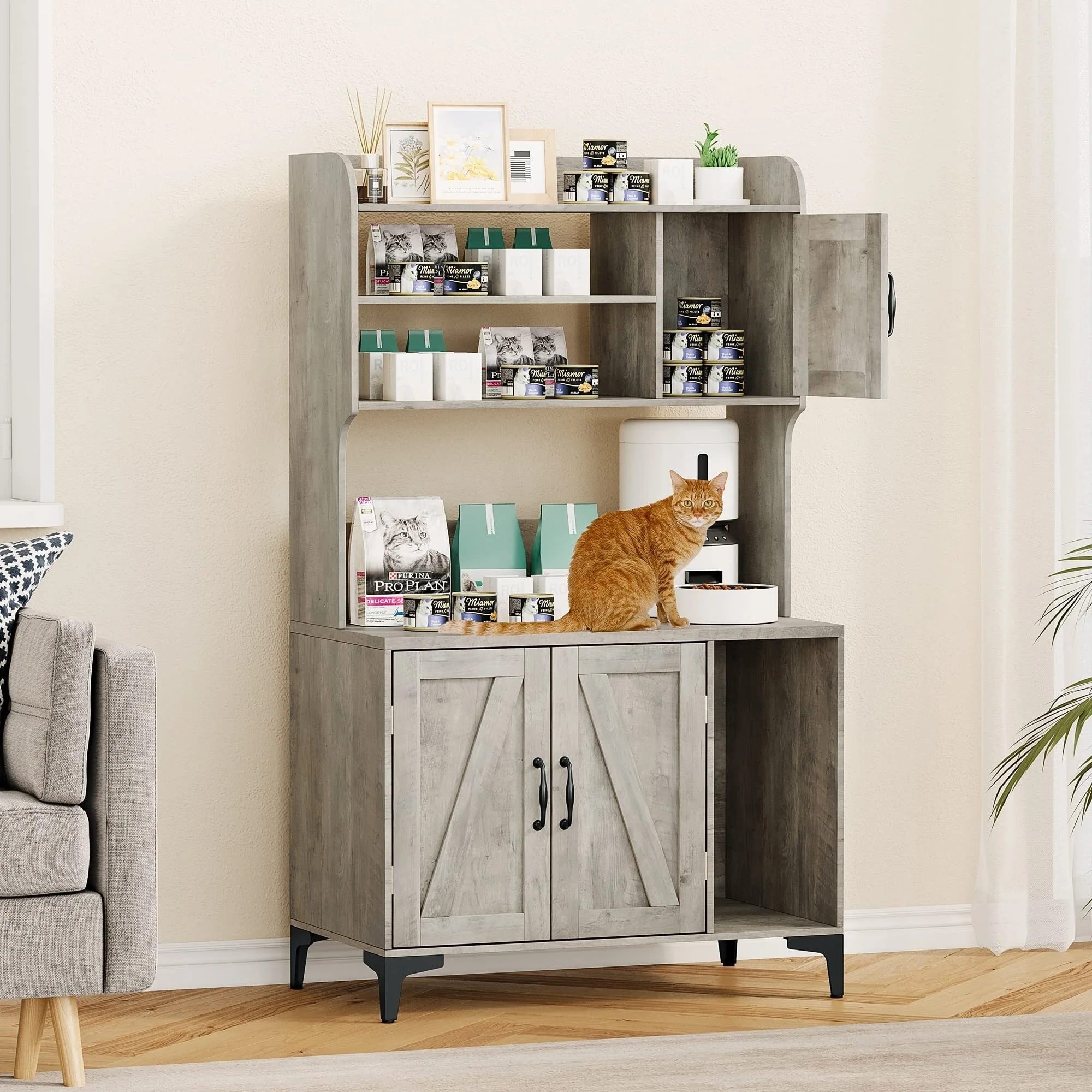 Cat Litter Box Furniture,Hidden Cat Box Enclosure with Shelf Storage