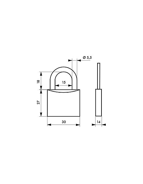Cadenas à clé Line Sport Base ball, acier, intérieur, anse acier, 30mm, 3 clés - THIRARD