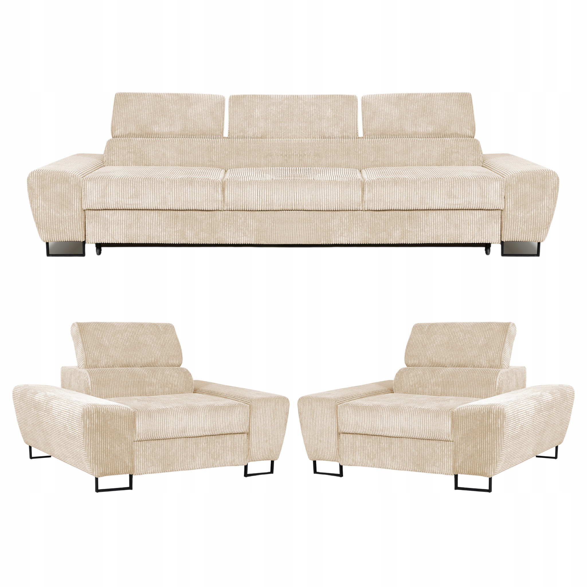 Zestaw mebli wypoczynkowych salonu Savio Sofa 3os fotele beż Family Meble