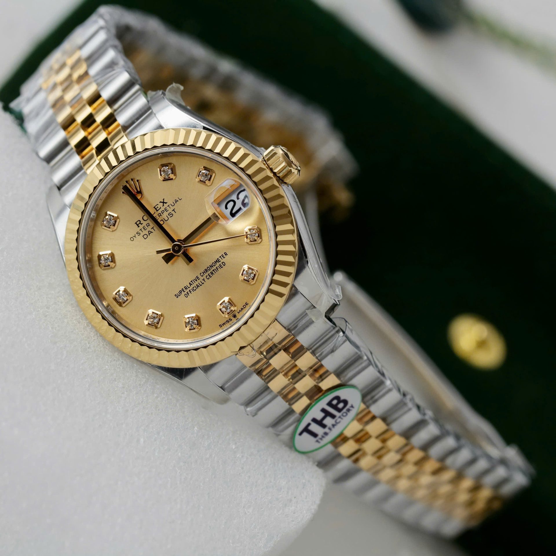 Rolex Datejust 278273 SS/YG Plated Champagne Dial CZ Diamonds 31mm Jub THBF Replica