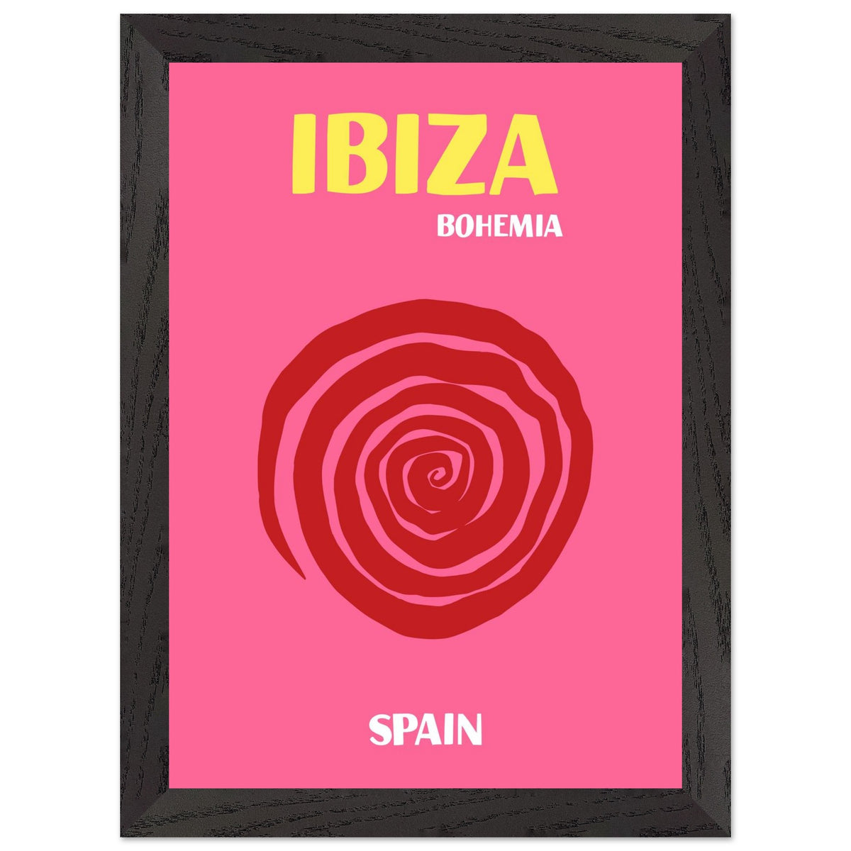 Artfulprints Poster met Lijst Spanje - Ibiza  - A4 21x29.7 cm - Roze