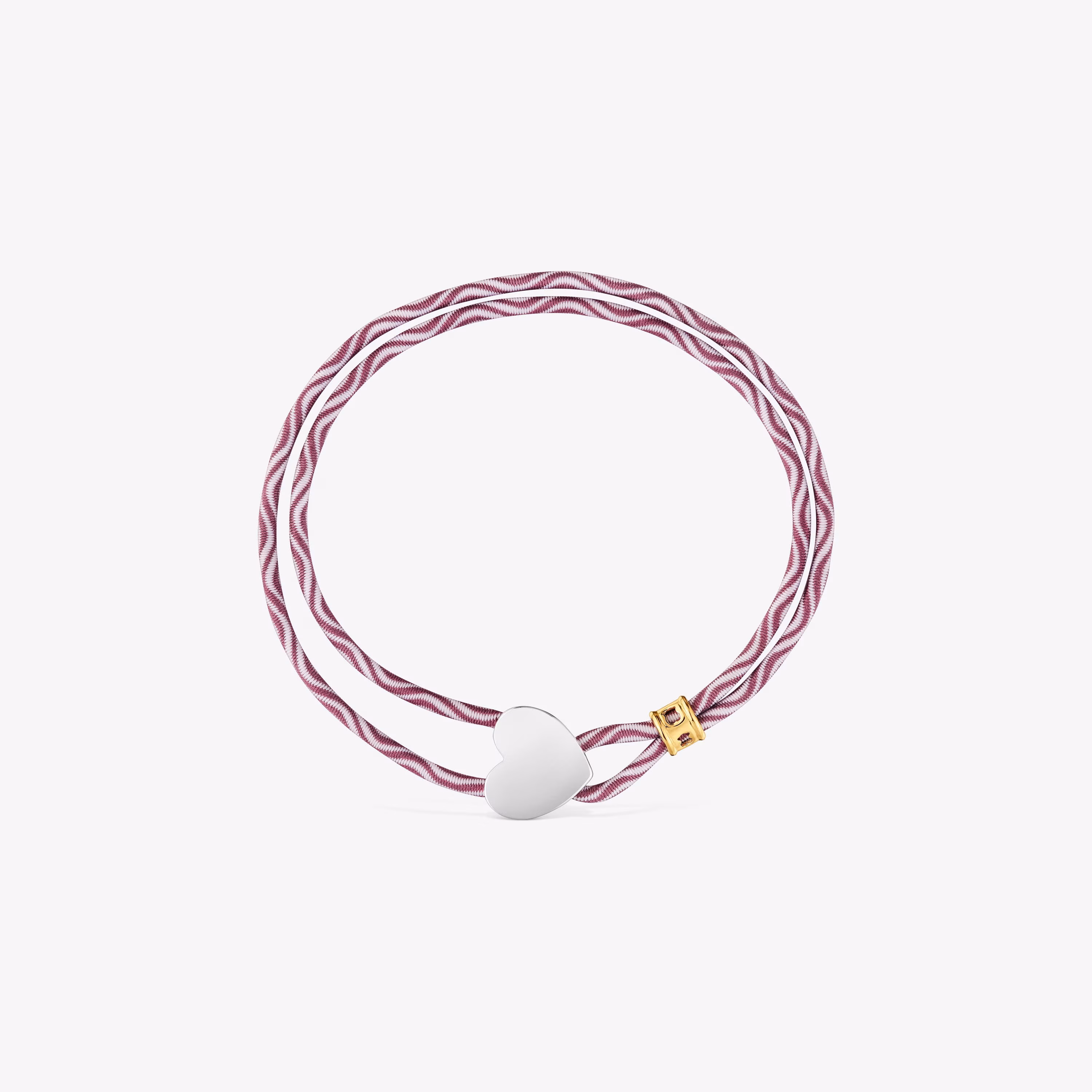 Pulsera elástica burdeos con corazón de plata Sweet Dolls