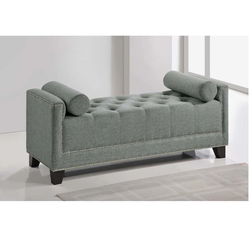 Baxton Studio Hirst Grey Linen Bed with Bed Bench