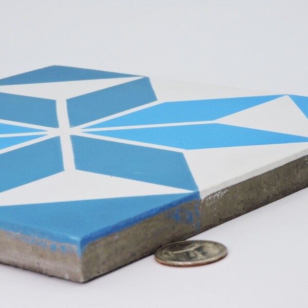 Assila Handmade Cement Tile, 8x8, Dark/Light Blue