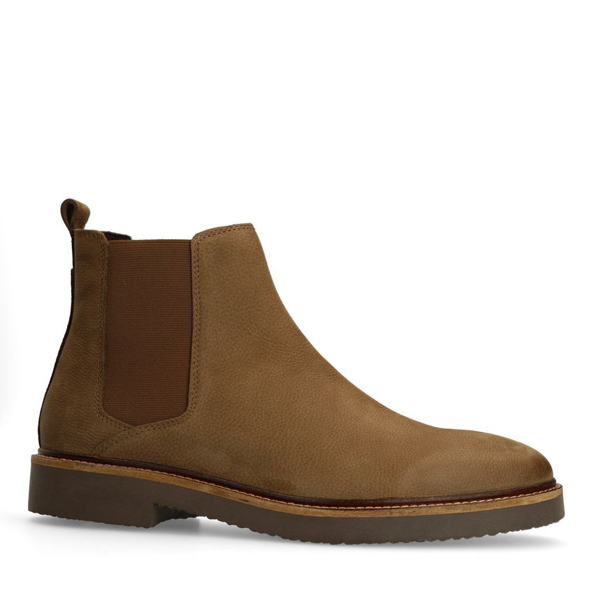 Manfield Taupe nubuck chelsea boots