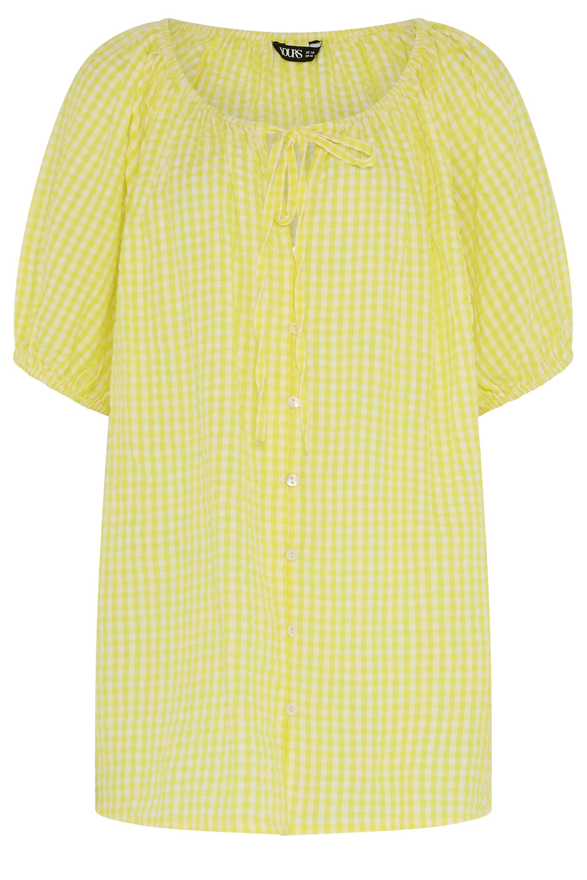 Yours Gingham Puff Sleeve Blouse