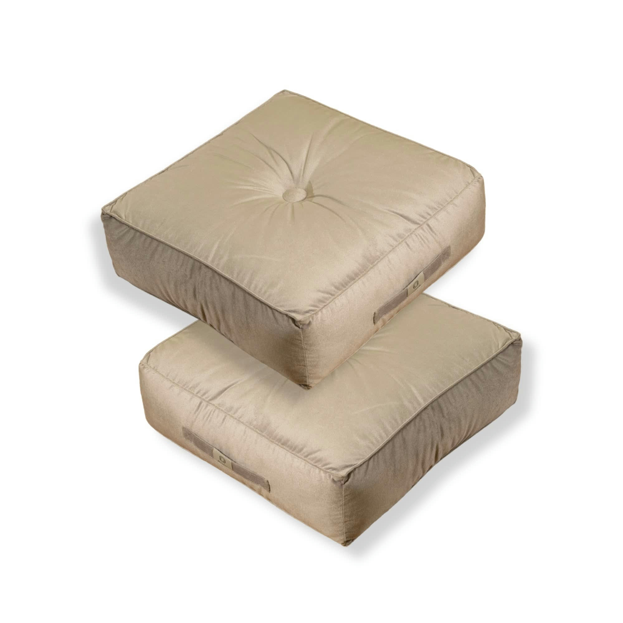 - Pouf en velours 50 x 50 x 14 cm lot de 2 - gris clair