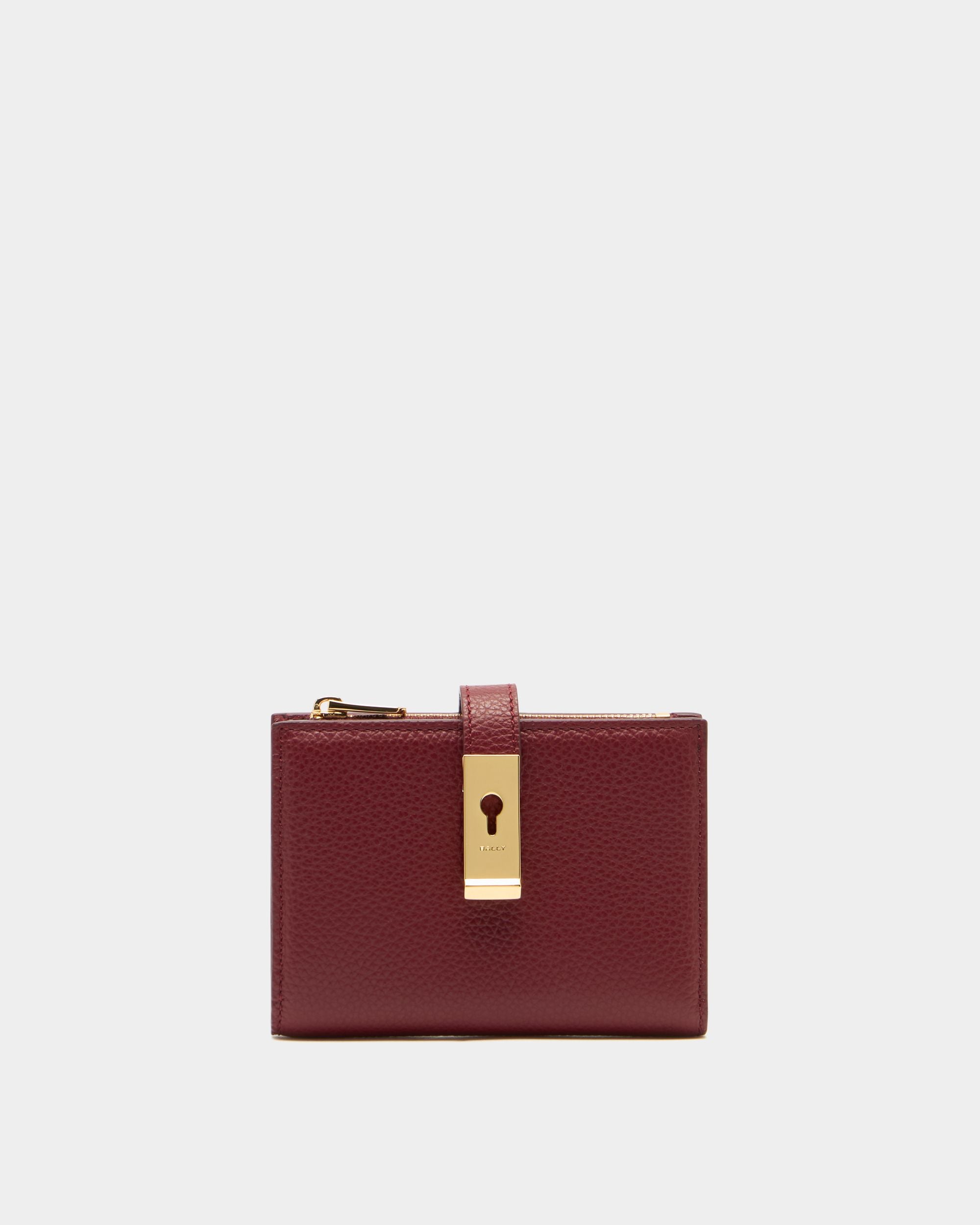Geldbörse Lock Me aus genarbtem Leder in Ruby Red