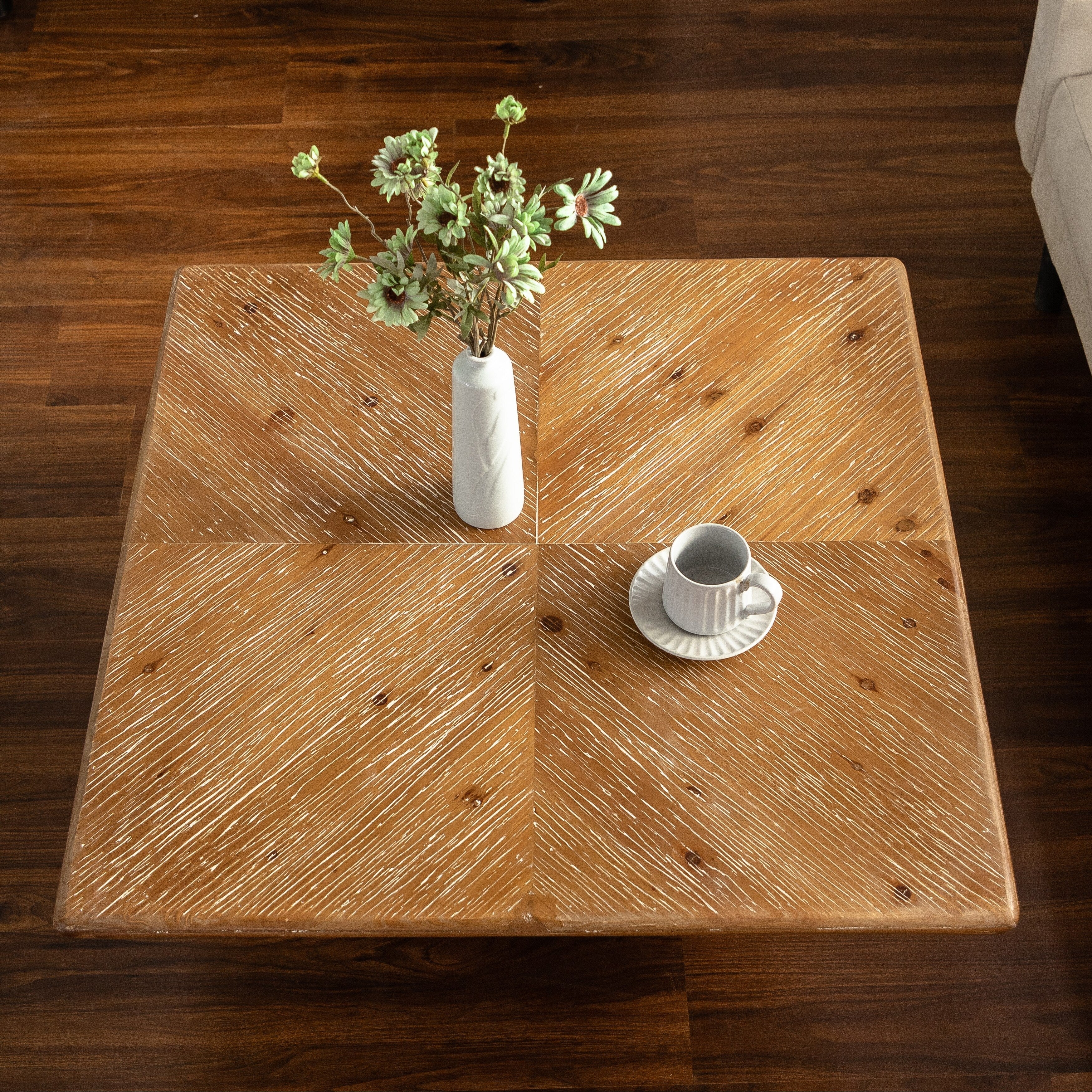 35.43Vintage Style Ladder-Shaped Coffee Table, for Office, Dining Room and Living Room,Brown