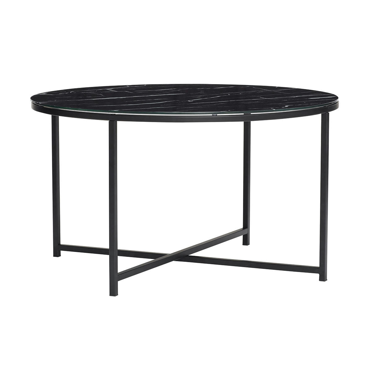 POND - Table en métal et verre noir