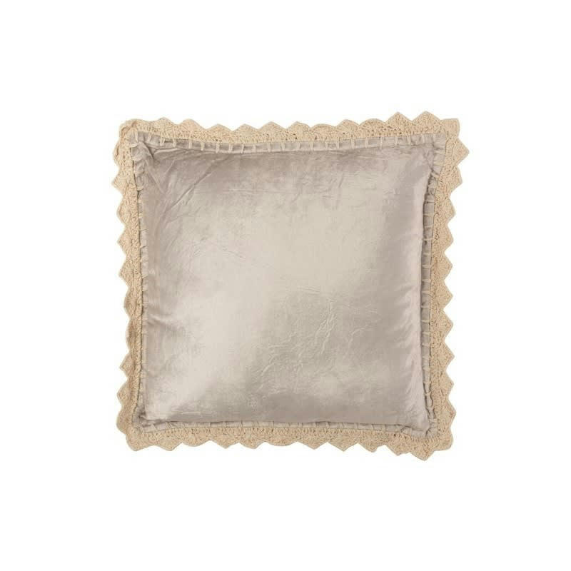 VISCOSE - Coussin bord viscose carré gris 45x45