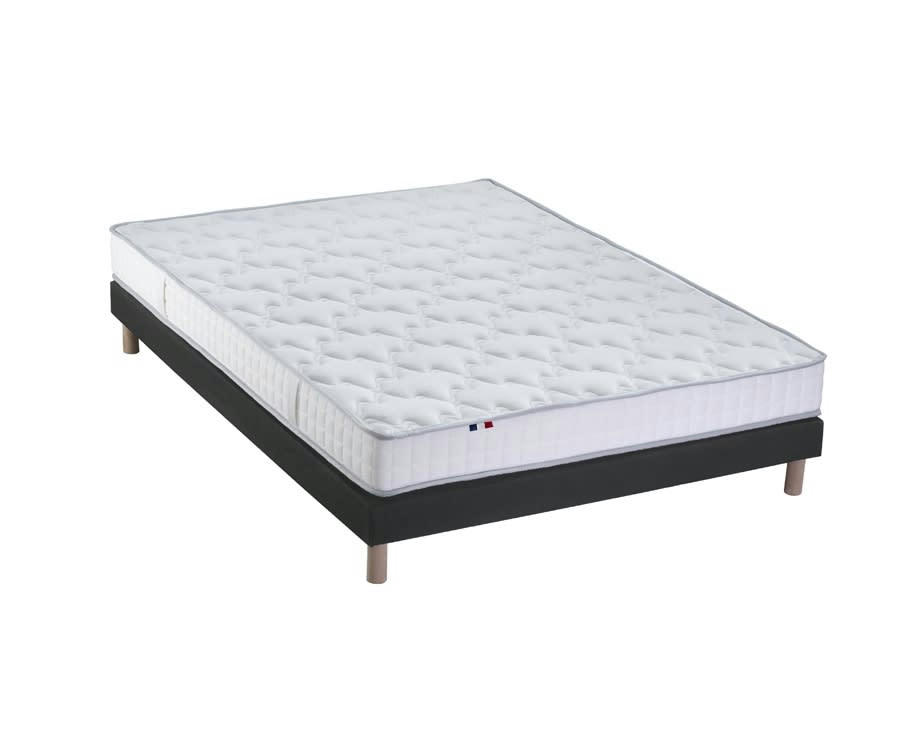 ENSEMBLE CIRRUS - Ensemble matelas mousse sommier noir 140x190