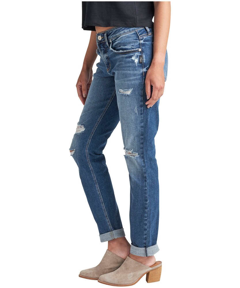 Silver Women's Mid Rise Relaxed Fit Boyfriend Jeans