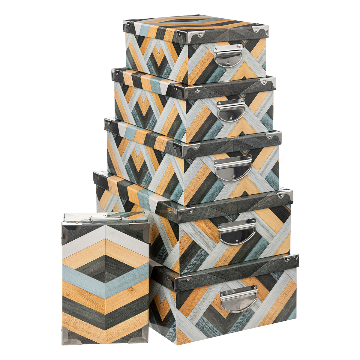 Conjunto de 6 caixas de arrumação MARQUETRY