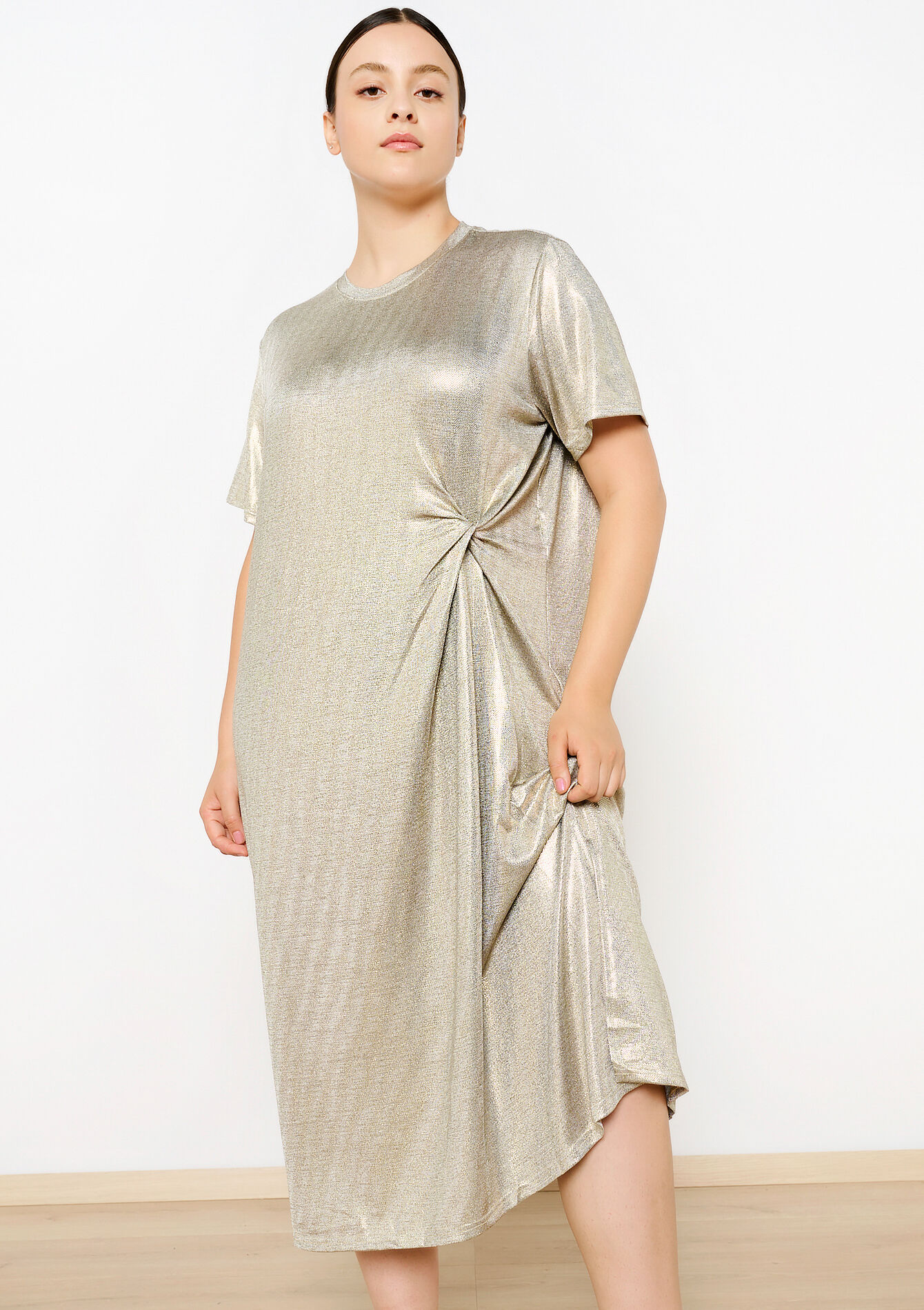 Metallic midi-jurk