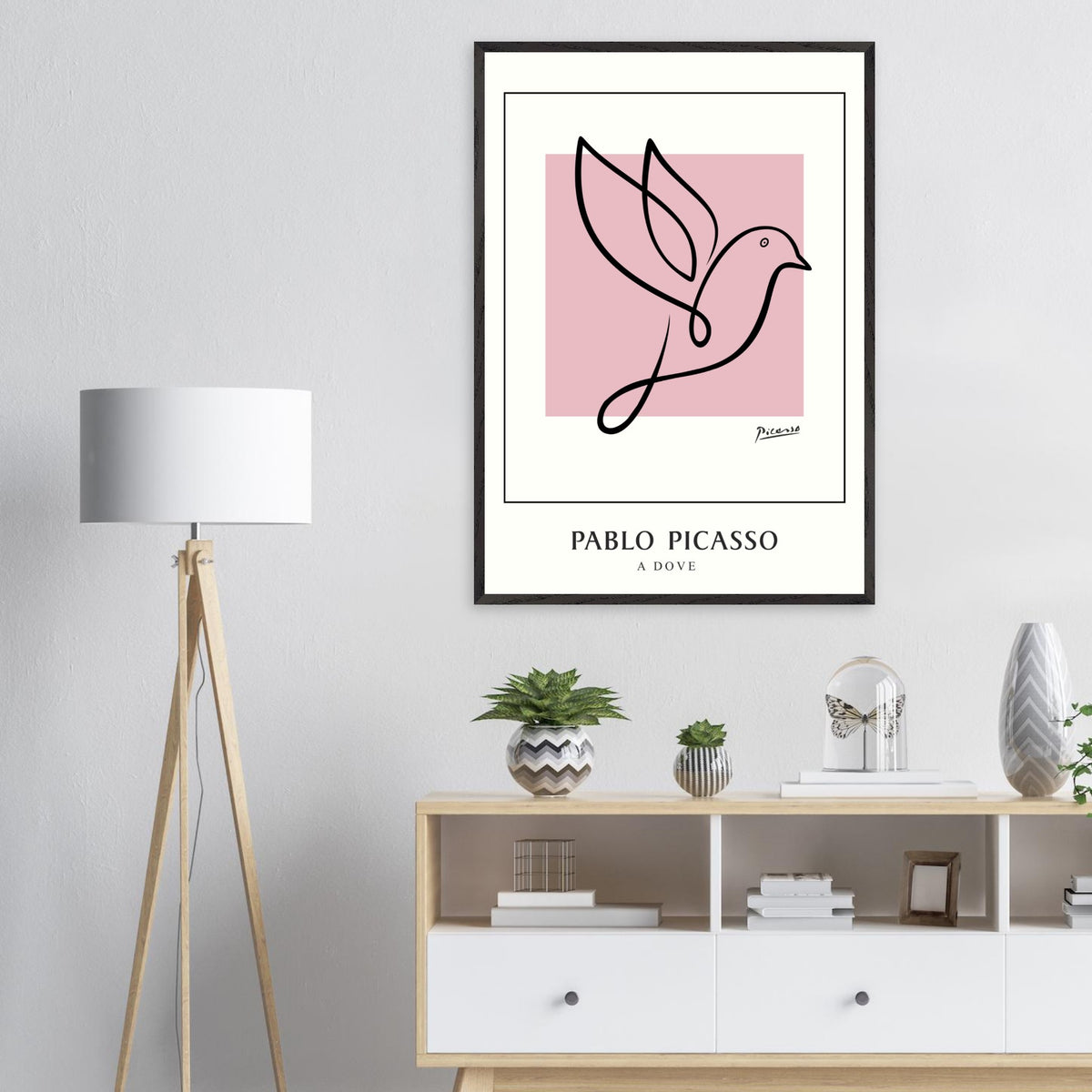 Artfulprints Poster Pablo Picasso - A dove  - 70x100 cm - Roze