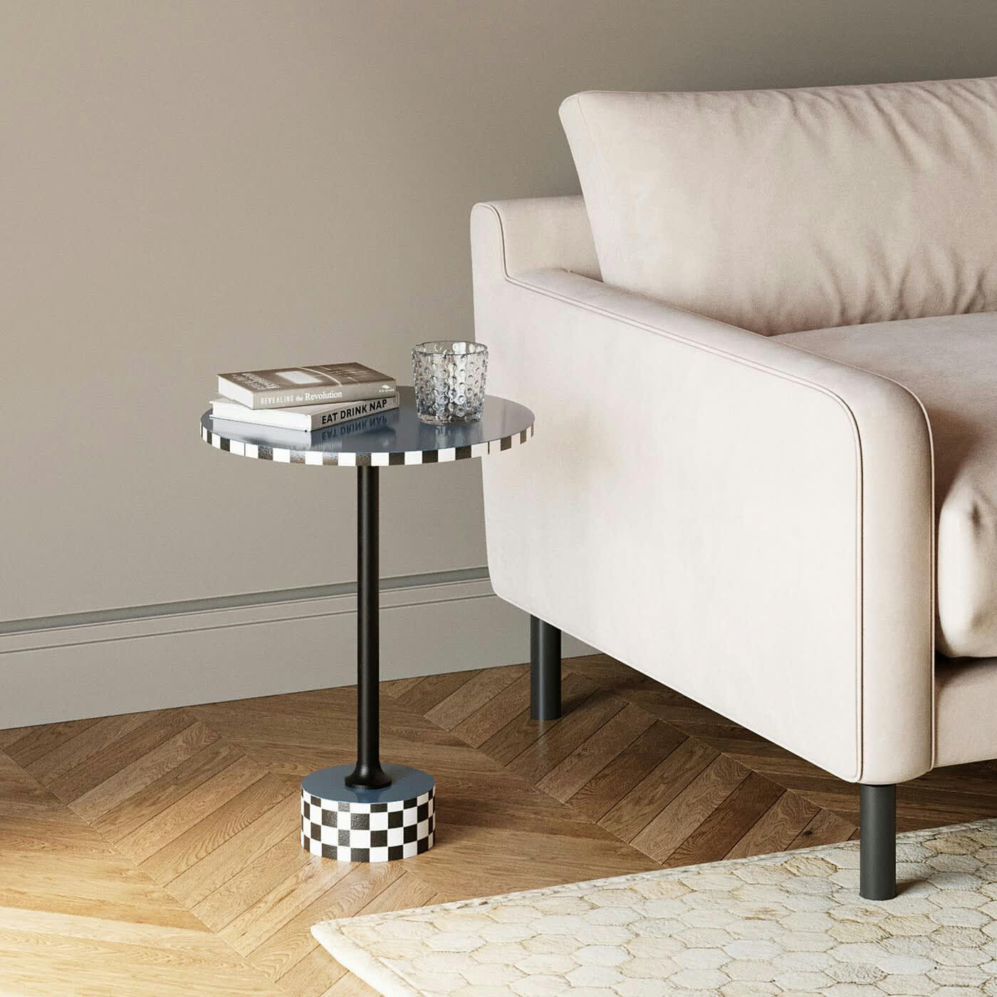 DOMERO - Table d'appoint Domero Checkers 40cm bleue Kare Design