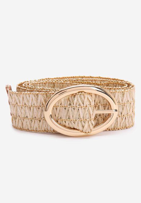 Womens Neutral Lurex Woven Belt