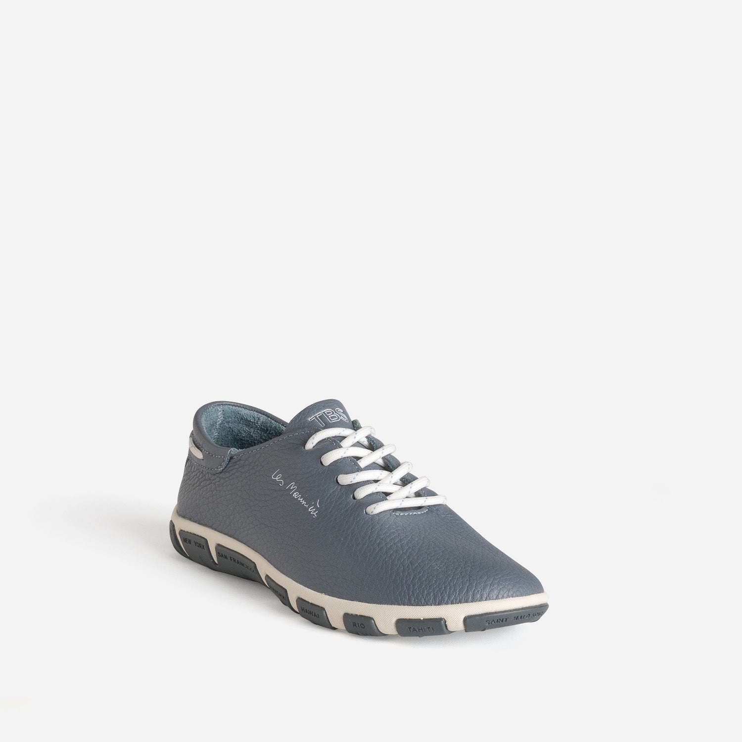 Tennis TBS bleu cuir semelle bicolore
