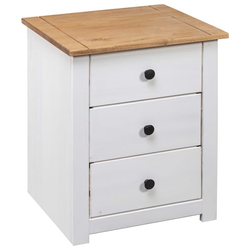 NNEVL Bedside Cabinet White 46x40x57 cm Pinewood Panama Range