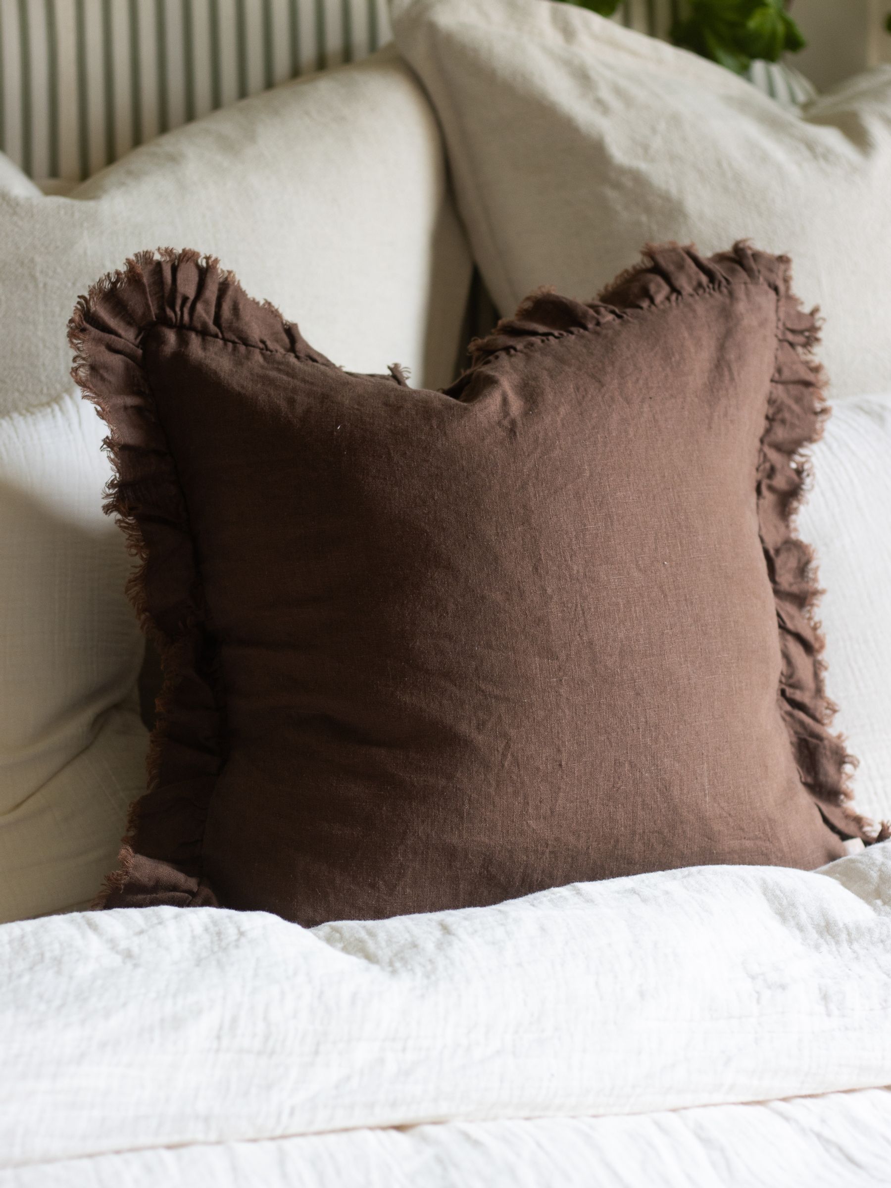 Ellenvale Interiors Dark Brown Hallie Ruffle Cushion Cover 45 x 45cm 45 X 45cm