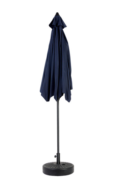 Parasol de jardin double face 274 cm en acier bleu marine avec manivelle