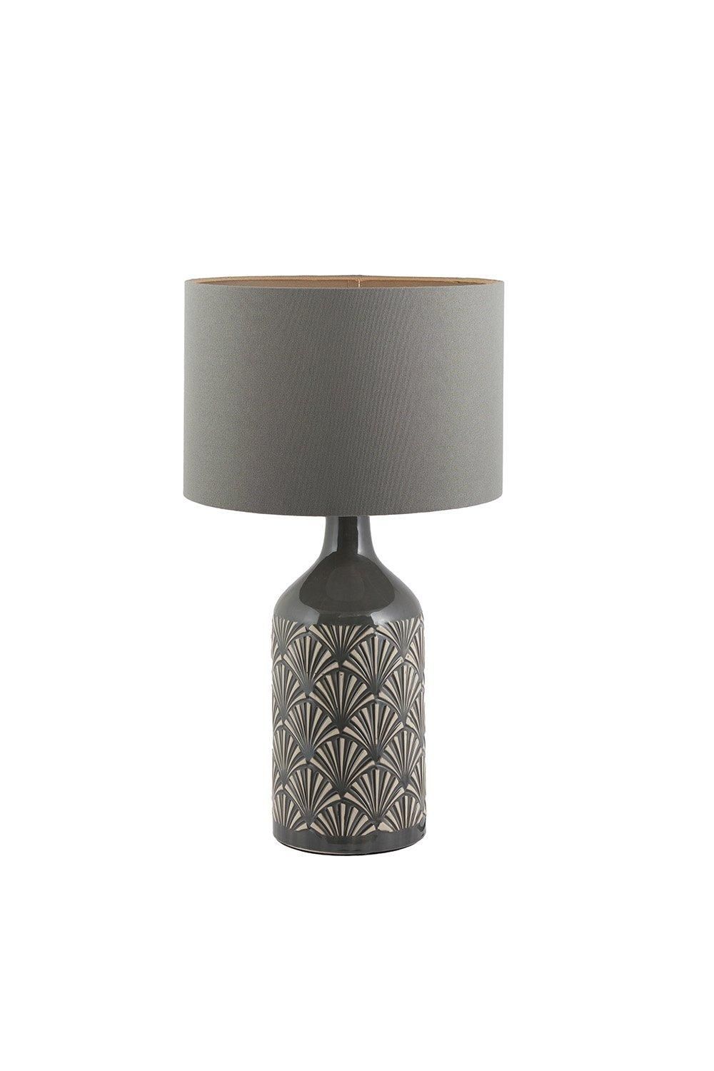 Ruma Art Deco Fan Gloss Grey Ceramic Table Lamp