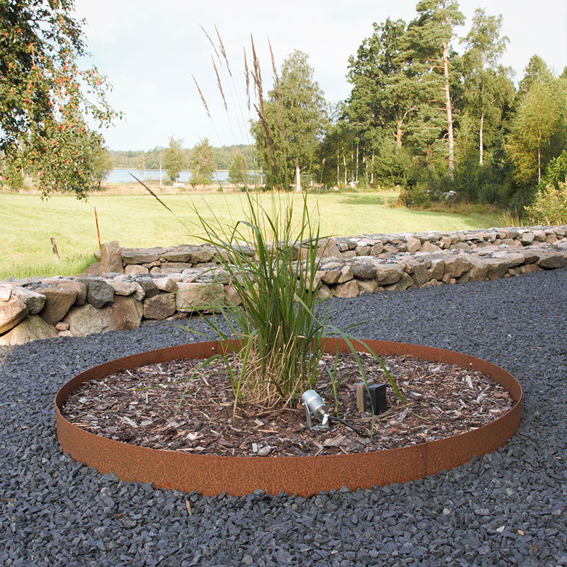 Planteringskant cirkel corten, 120x900 mm