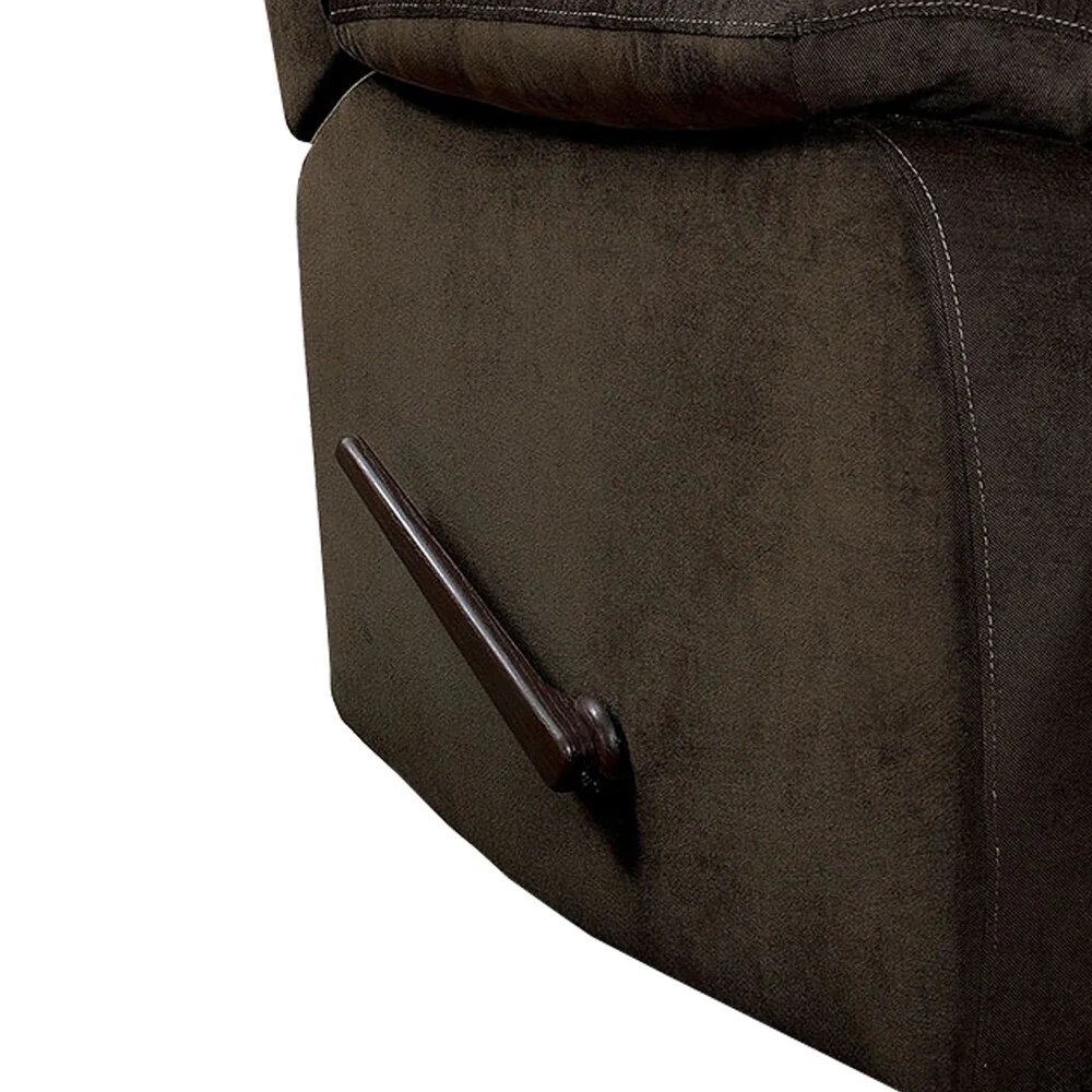 Contemporary Recliner Chair with Faux Leather Upholstery and Glider, Brown