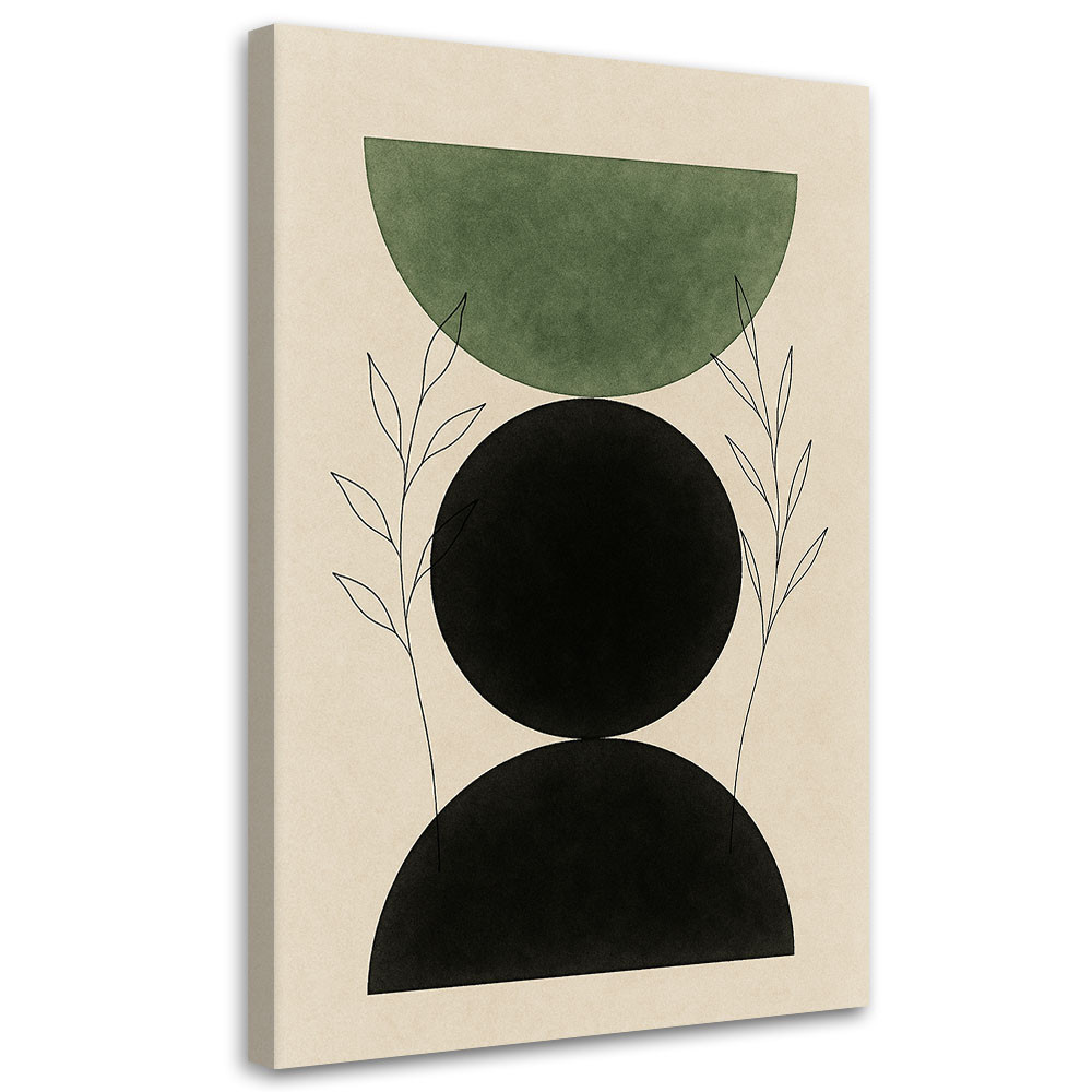 Feeby Obraz Japandi, Figura Geometryczna Rośliny Minimalizm Zieleń 40x60