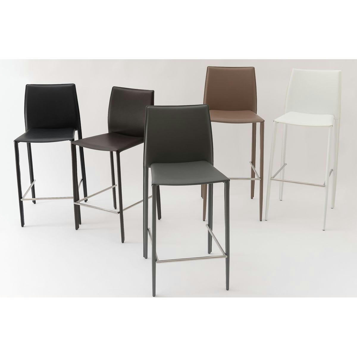 CAMILLE - Chaise de bar blanche en cuir reconstitué