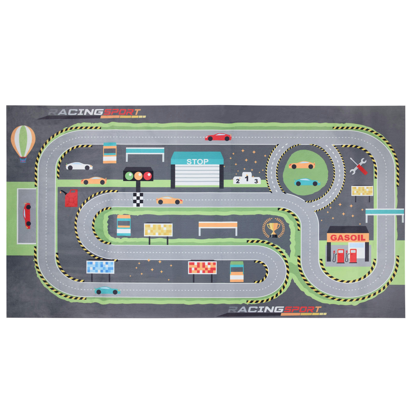 - Tapis de sol circuit de voiture plastique gris 150 x 80