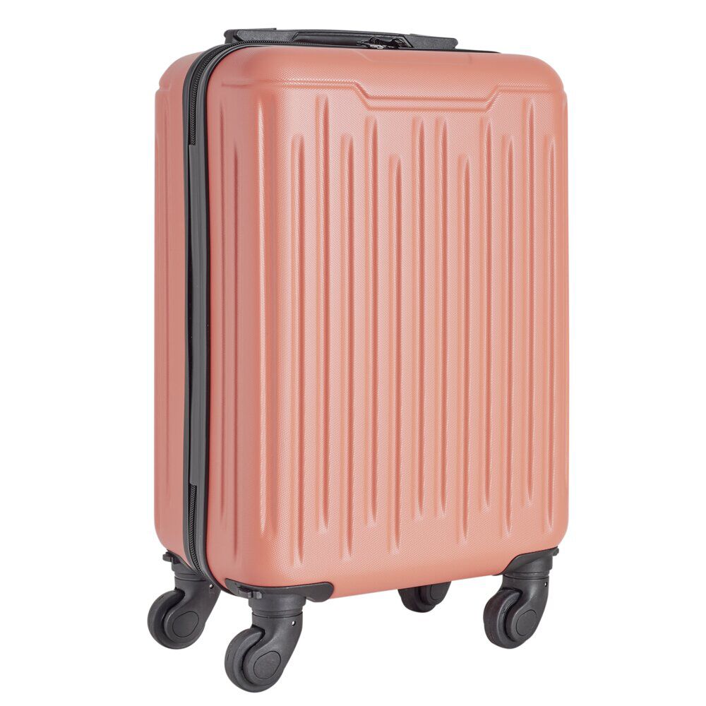Valise cabine 26L lowcost trolley 4 roulettes amovibles plastique ABS corail