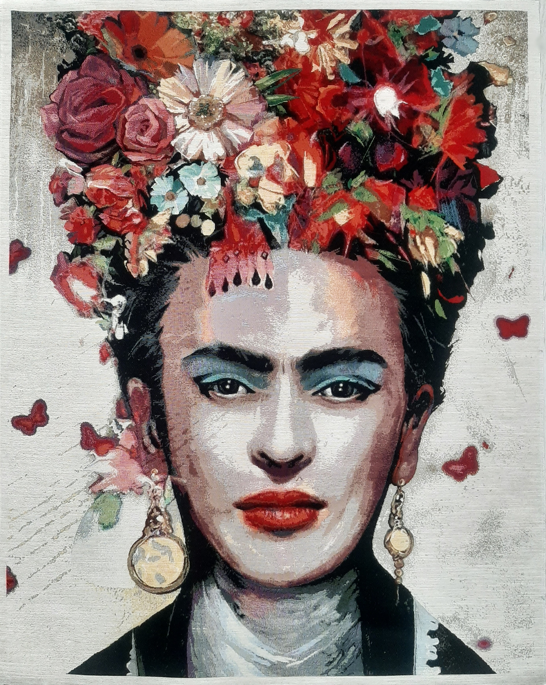 Obraz Z Tkaniny Tkany Dekoracja Ozdobny Hiszpański 88X110 Cm Frida Kahlo