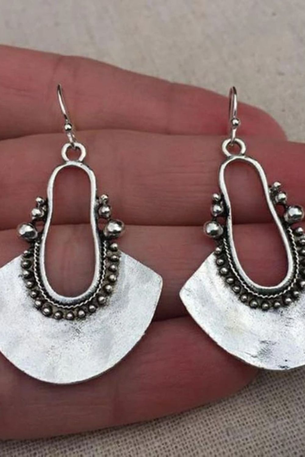The Colourful Aura Tribal Semi Disc Shape Dangle Drop Earring